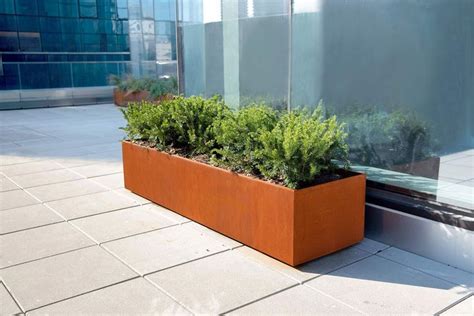 corten metal planter boxes|rectangular corten steel planters.